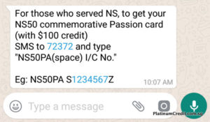 Send an SMS to get your Commemorative NS50 PAssion Card