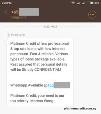 Loan Sharks Impersonating As Platinum Credit